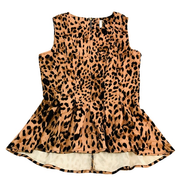 My Avec Tops - Leopard Print Peplum Top